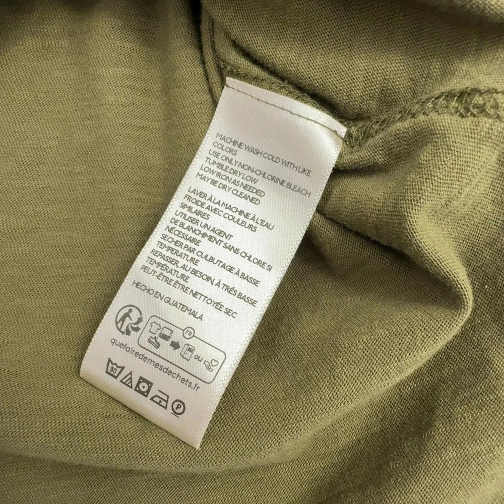 Free People Top Women M Olive Green Cotton Blend V Neck Exposed Seams Boho
